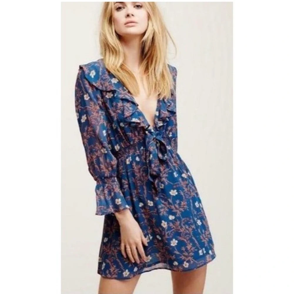 Free People Ruffle Me Up Tie-Front Mini Dress - Picture 2 of 7